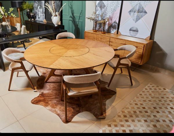 Ambiente 2 com Find Dining Table with Solid Tauari Wood Base and Glass Top 180x90x77cm