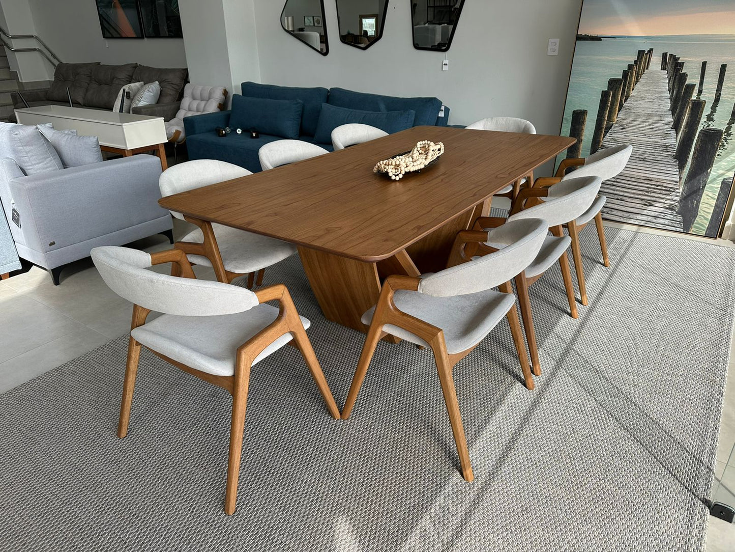 Find Dining Table with Solid Tauari Wood Base and Glass Top 180x90x77cm