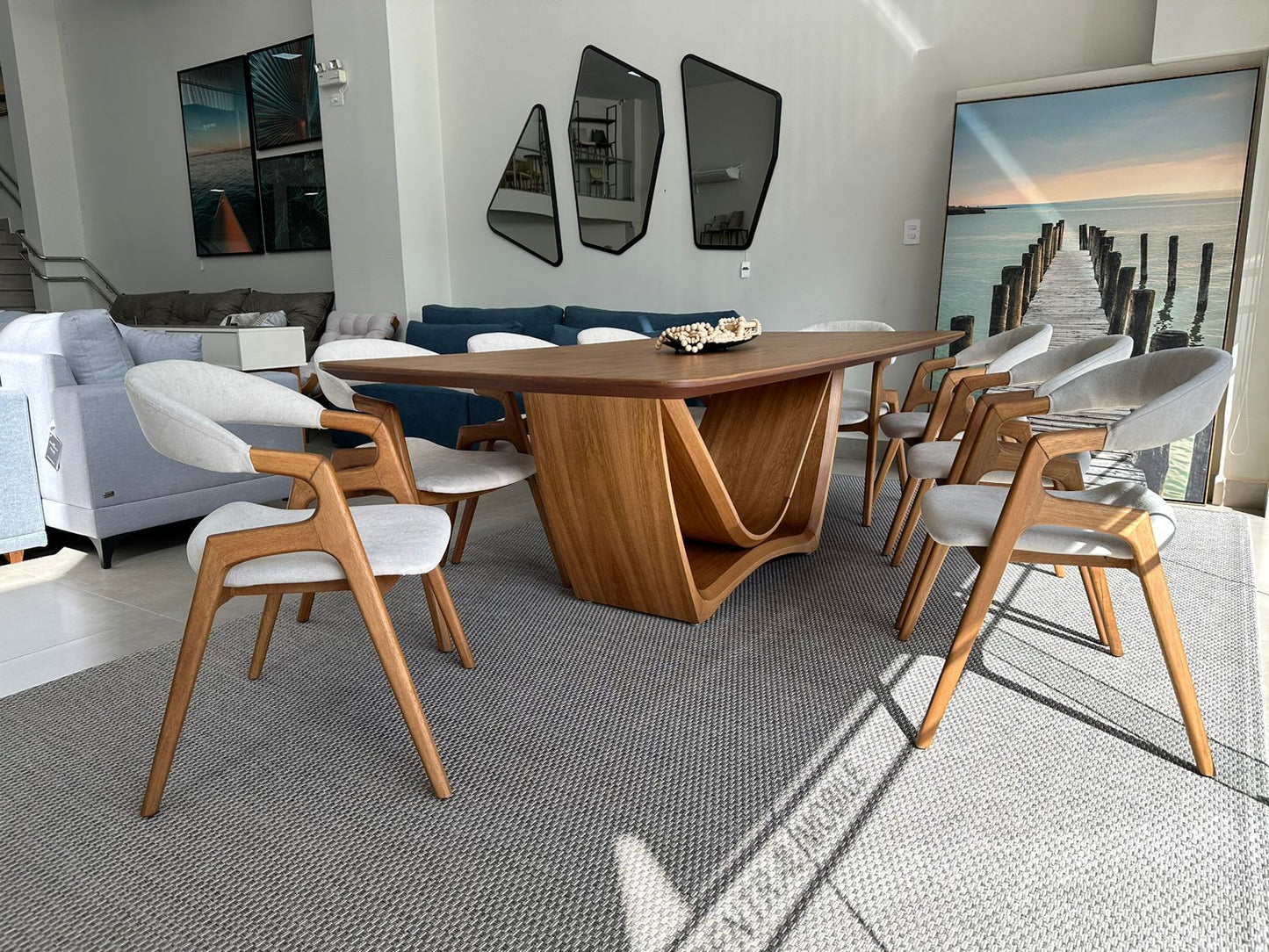 Find Dining Table with Solid Tauari Wood Base and Glass Top 180x90x77cm