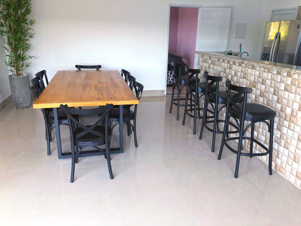 Ambiente 3 com Taburete X Madera Color Negro Asiento Tapizado PU Negro
