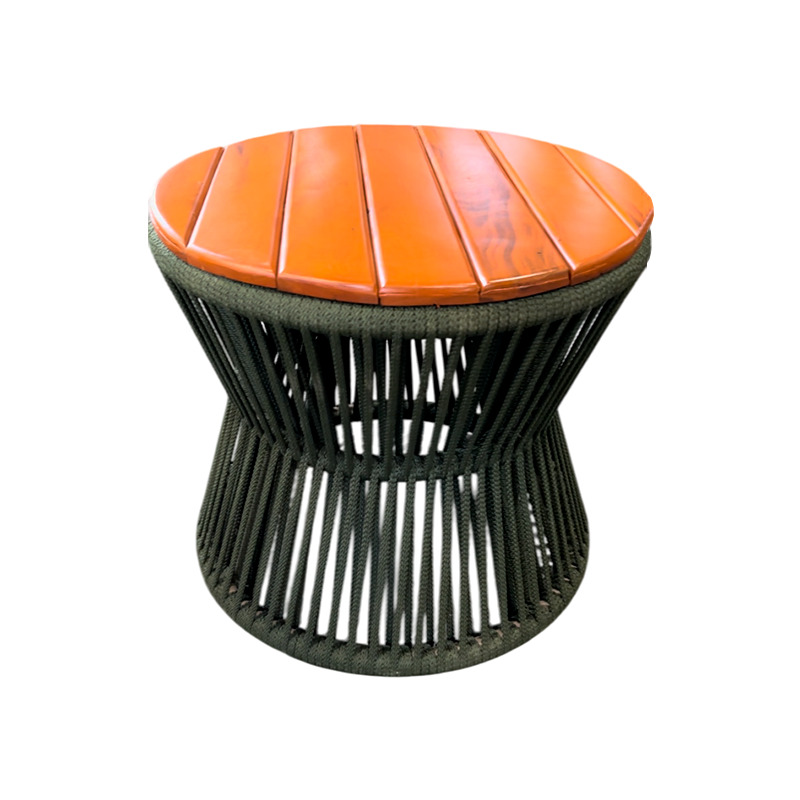 Mesa de Centro Hourglass Aluminio Color Negro y Cuerda Náutica Color Terracota | Toth Móveis