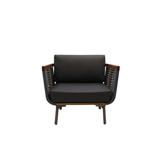 Chile Armchair Aluminum and Nautical Rope Color Gray Wood Details