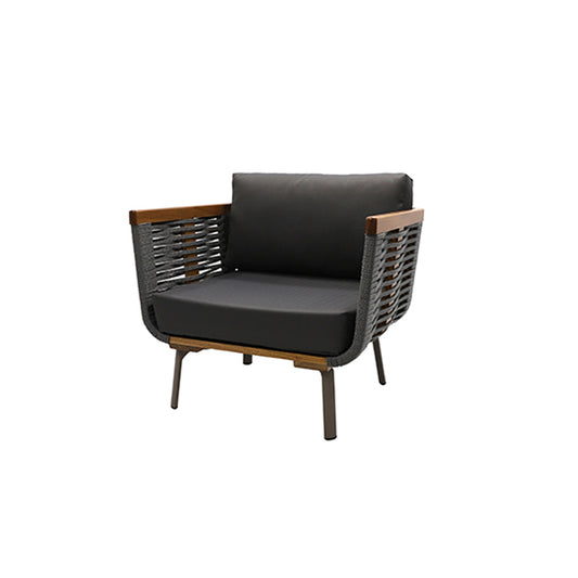 Chile Armchair Aluminum and Nautical Rope Color Gray Wood Details