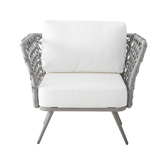 Costa Rica Armchair in Aluminum and Nautical Rope, Gray Color