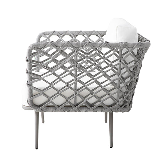 Costa Rica Armchair in Aluminum and Nautical Rope, Gray Color