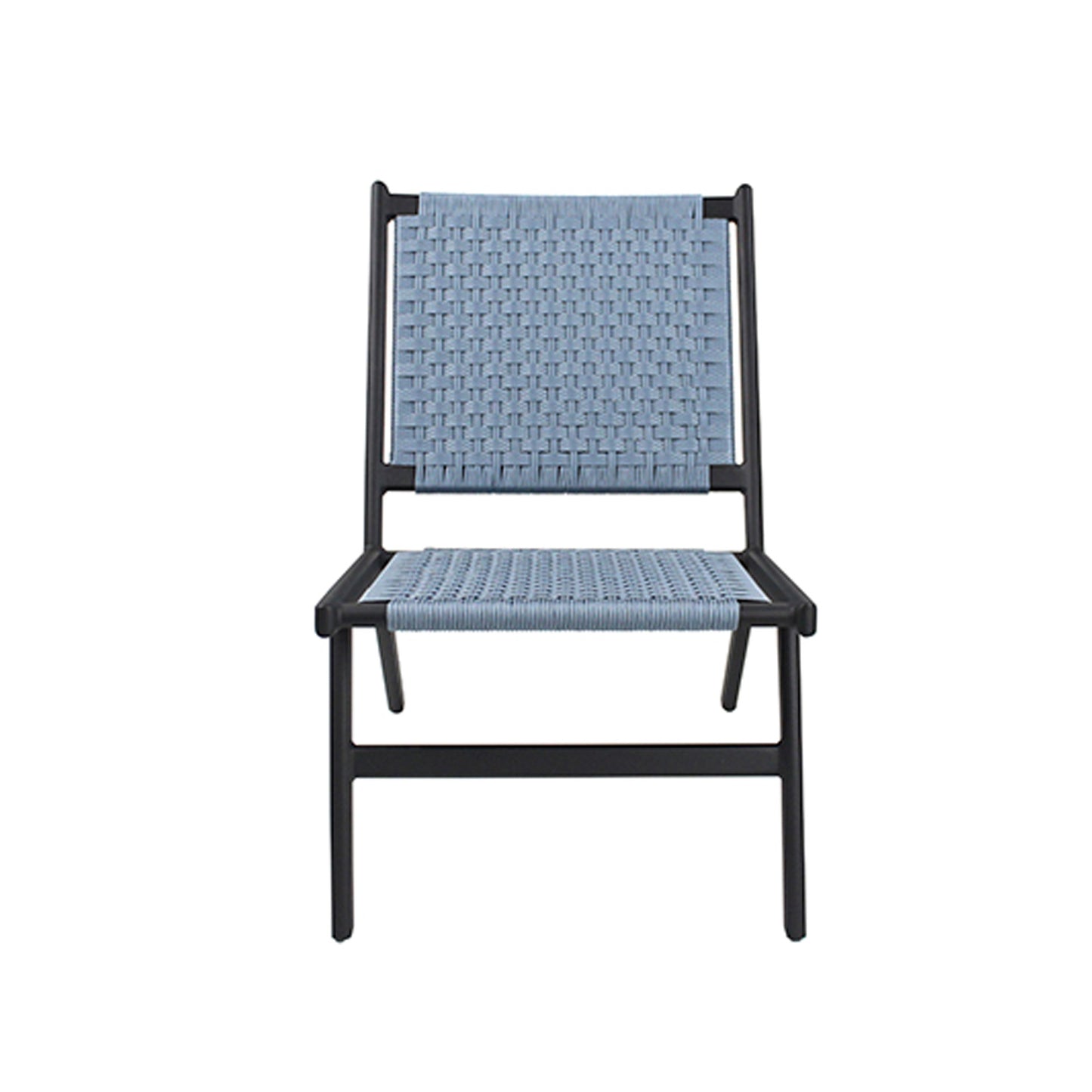 Mauá Chair in Black Aluminum and Grayish Blue Nautical Rope