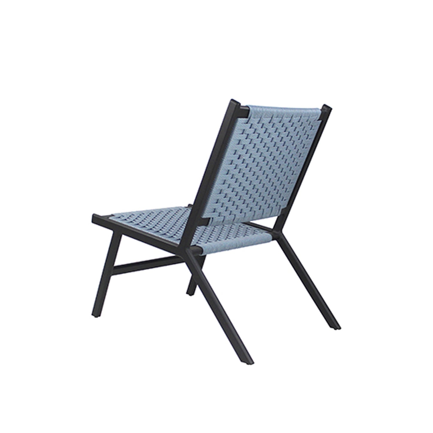 Mauá Chair in Black Aluminum and Grayish Blue Nautical Rope