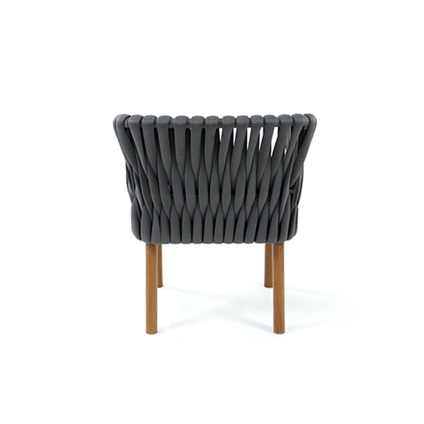 Medeiros Aluminum Armchair in Black and Nautical Knit in Gray with Wooden Feet