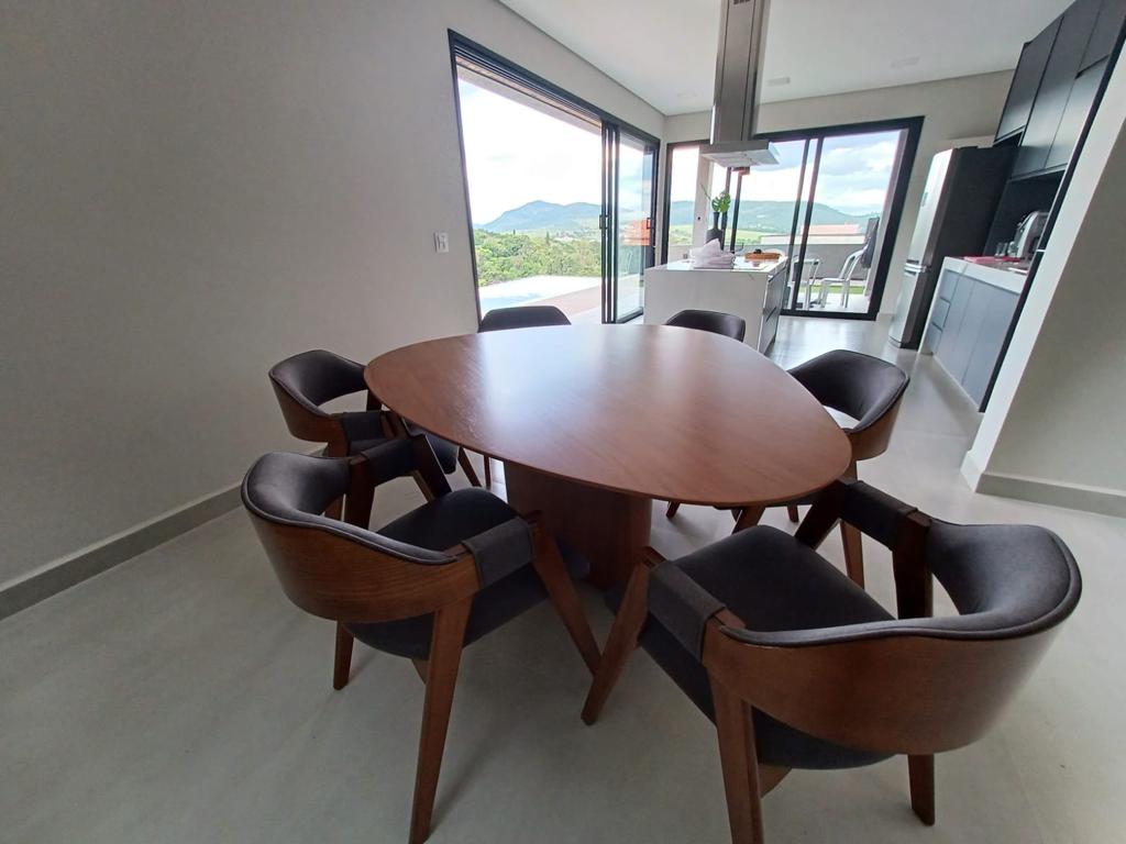 Stone Dining Table 160x136cm Wood - 6 Seats