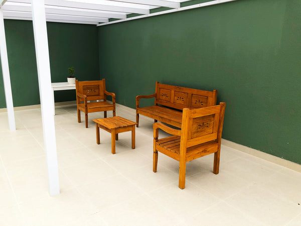 Ambiente 2 com Solid Wood Flower Bench Set