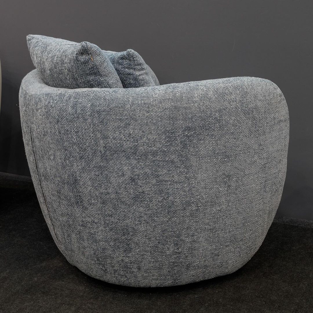 Abbraccio Swivel Armchair with Upholstered Fabric Backrest and Seat A-970