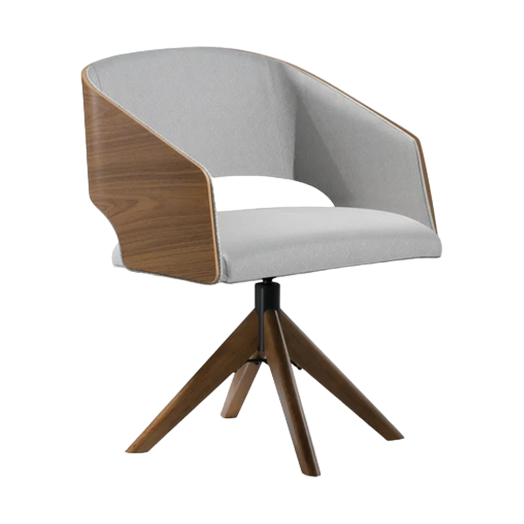 Cristiane Armchair Freijó Wood Upholstered Seat Gray Linen
