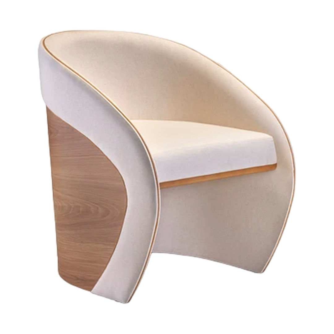 Sillón Marta Freijó Asiento Tapizado en Madera Lino Claro