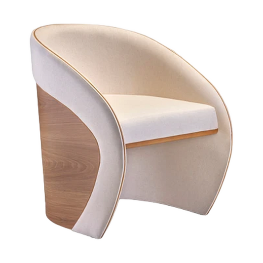 Marta Armchair Freijó Wood Upholstered Seat Light Linen
