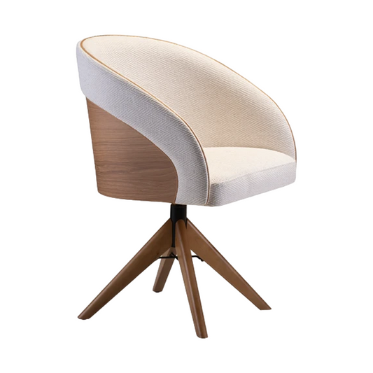 Noa Armchair Freijó Wood Upholstered Seat Light Linen