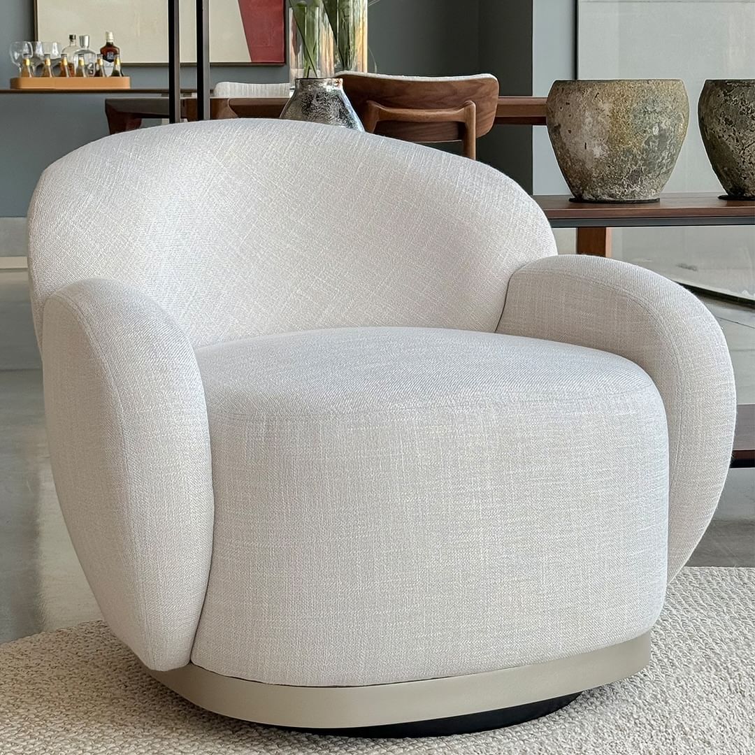 Pearl Armchair Fixed Base Upholstered Backrest and Seat Fabric G.5-291