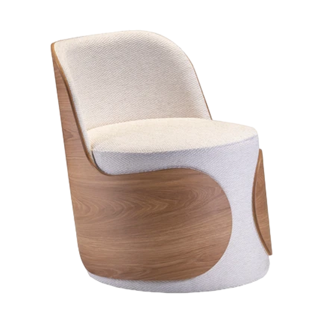 Sabine Armchair Freijó Wood Upholstered Seat Grey Linen