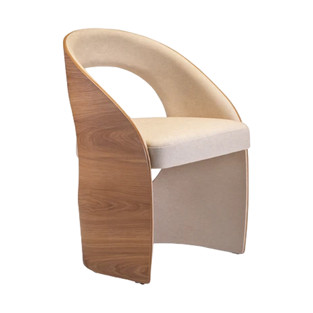 Sillón Telma Freijó Asiento Tapizado en Madera Lino Claro