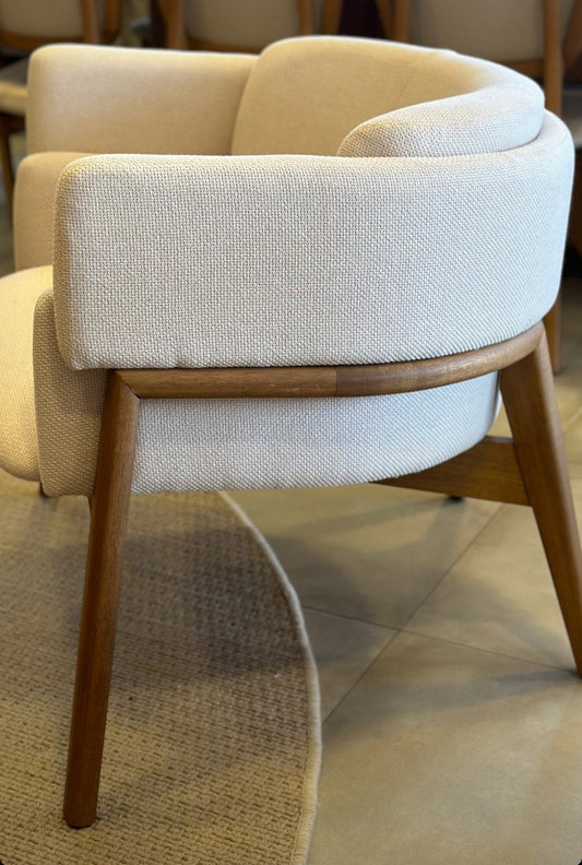 Livorno Armchair Cinnamon Wood Upholstered Fabric Backrest and Seat 81
