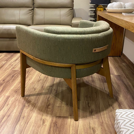 Livorno Armchair Cinnamon Wood Upholstered Fabric Backrest and Seat 81