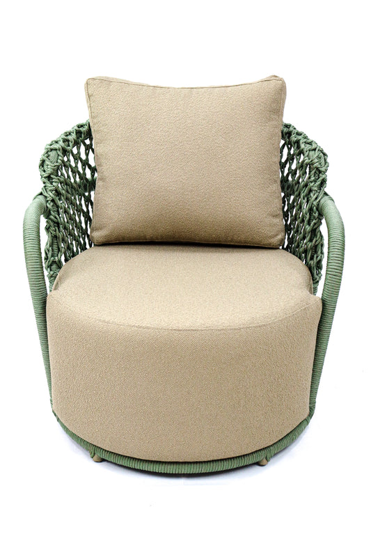 Poltrona Luxemburgo Alumínio com Corda Náutica Cor Verde Estofado Umbrella DuckTown