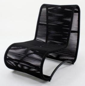 Poltrona Onda em Alumínio e Corda náutica Preto