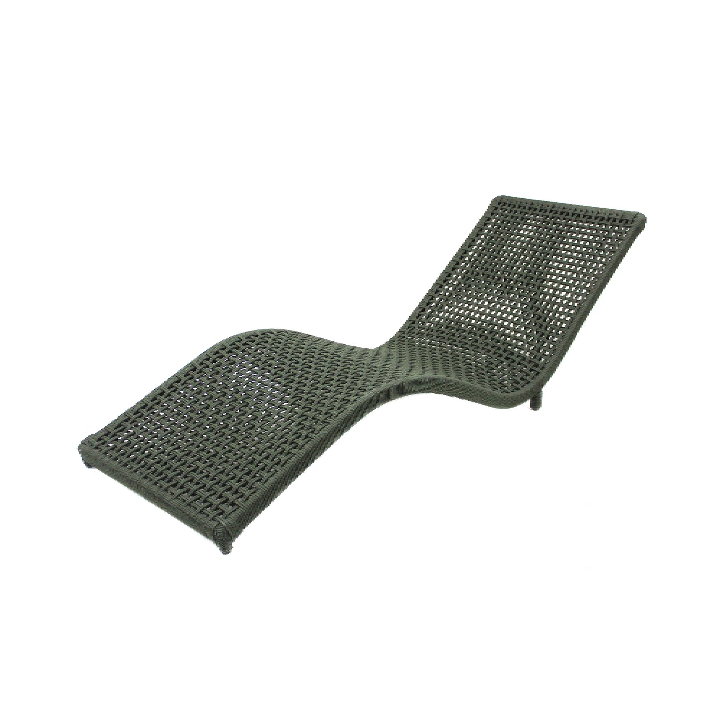 Gardenia Sun Lounger in Aluminum and Nautical Rope, Green