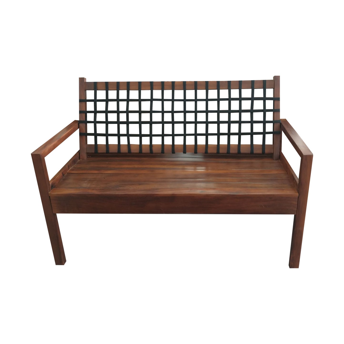 Light Solid Wood Bench Set with Nautical Rope