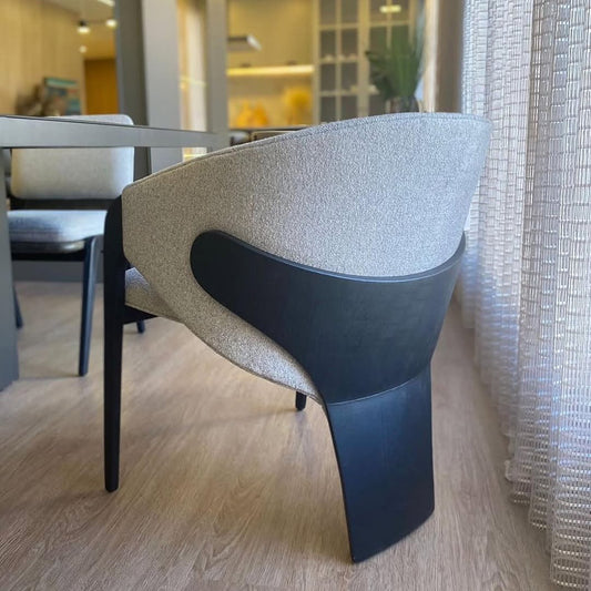 Ginga Chair with Natural Cinnamon Wood Armrests, Upholstered Fabric Backrest and Seat G.2-348