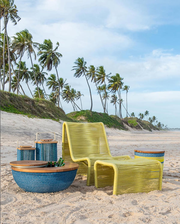 Ambiente 4 com Poltrona Onda em Alumínio e Tricô náutica Azul (CORES PERSONALIZÁVEIS)