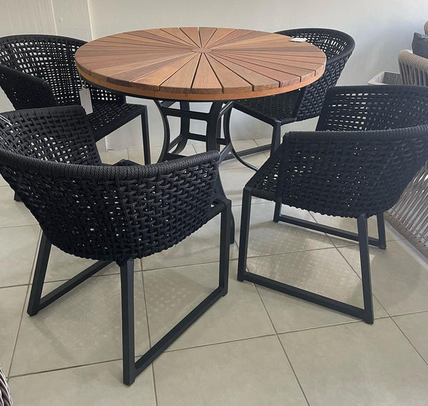 Ambiente 3 com Tampo de Mesa de Jantar Redonda 140cm Ripado Pizza Madeira Maciça Cumaru