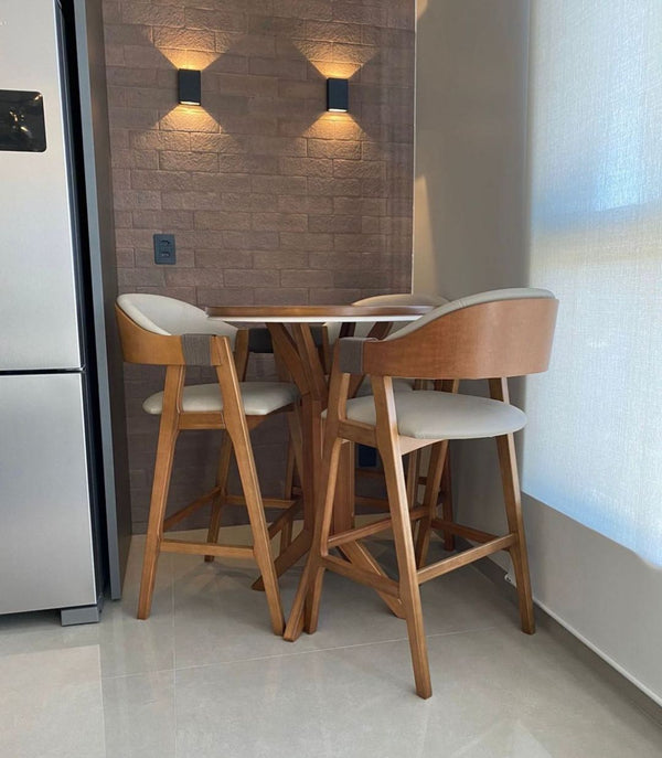 Ambiente 2 com Taburete Zaki Madera Asiento Tapizado Tela Facto Cognac 890A