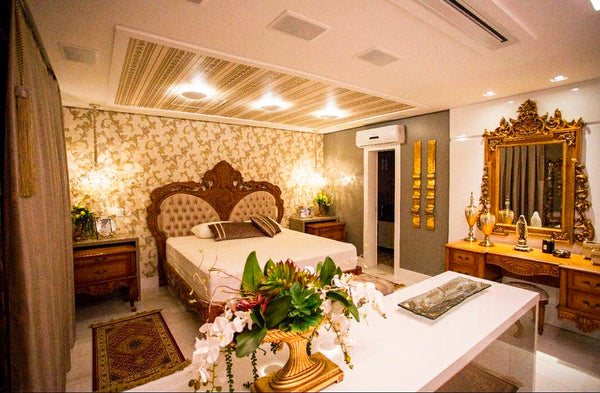 Ambiente 1 com Cama Lucca com Captone 195x205x190cm Madeira Envelhecida
