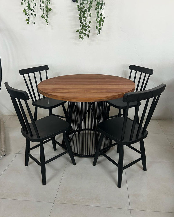 Ambiente 1 com Tampo de Mesa de Jantar Redonda 120cm Ripado Madeira Maciça Cumaru