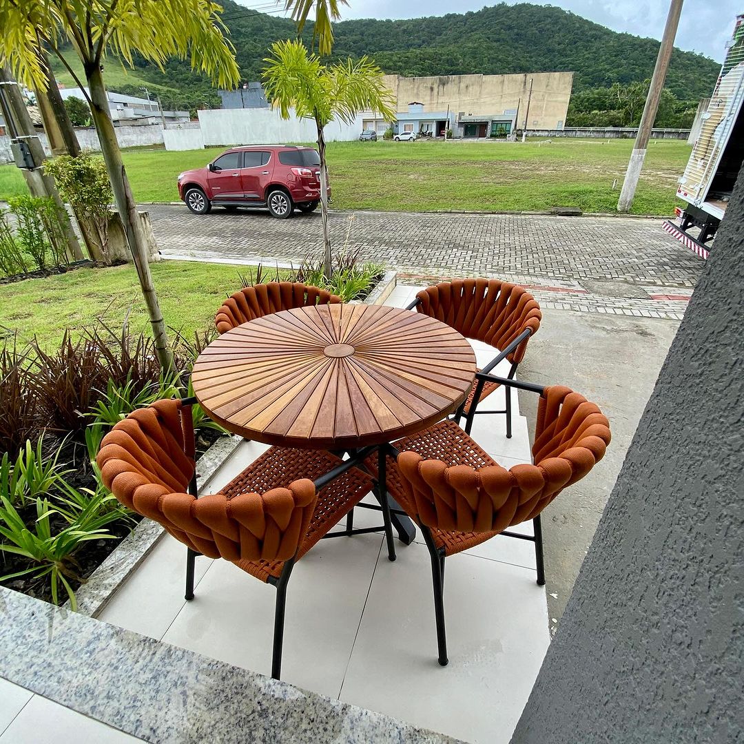 Tampo de Mesa de Jantar Redonda 140cm Ripado Pizza Madeira Maciça Cumaru