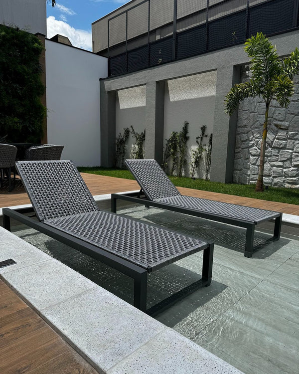Ambiente 2 com Sillón de Aluminio Dorado en color Marrón con Cuerda Náutica en color Marrón