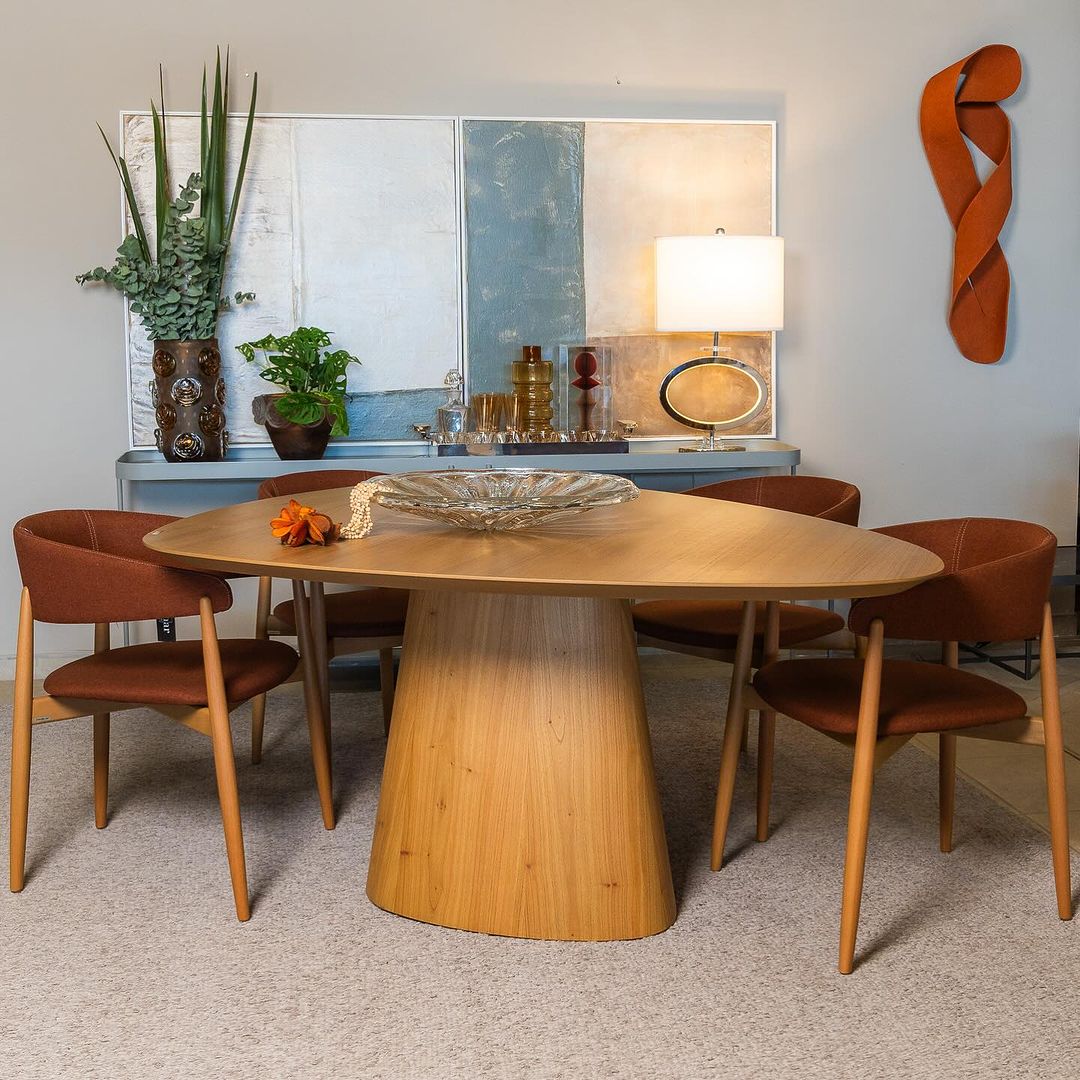 Mesa de Jantar Pedra Madeira Cor Cinamomo BN 160x136cm