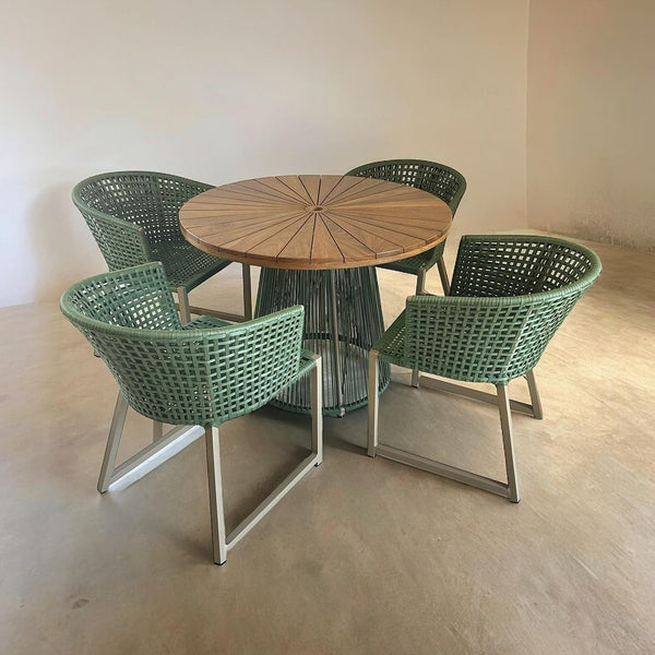 Ambiente 4 com Tampo de Mesa de Jantar Redonda 140cm Ripado Pizza Madeira Maciça Cumaru