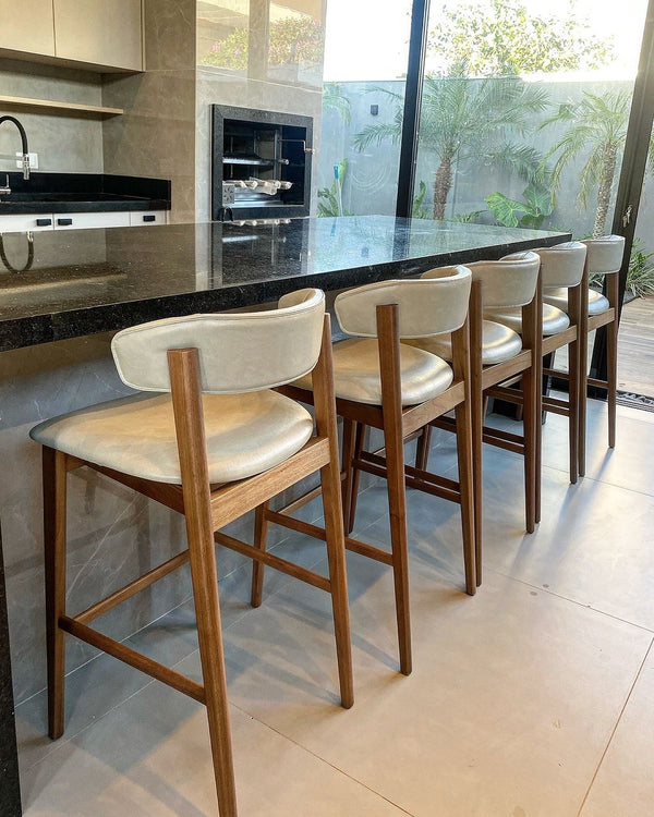 Ambiente 3 com Banqueta Dior Madeira Assento Estofado Tecido Dunas Perola 991A