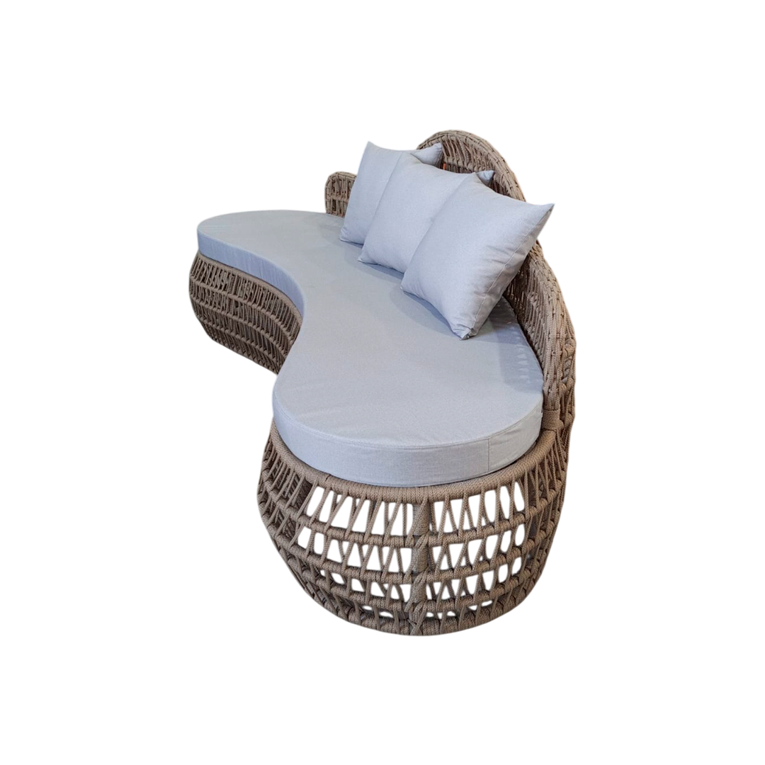 Sofá Orgânico Valentina Estofado Alumínio Cor Fendi Corda Náutica Cor Rami