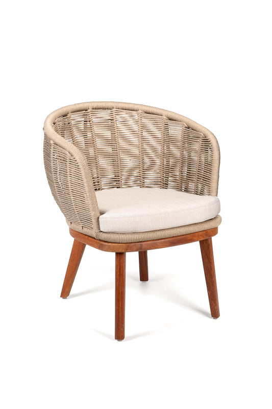 Türkiye Armchair Aluminum Fendi Color Nautical Rope Sand Color Wooden Feet