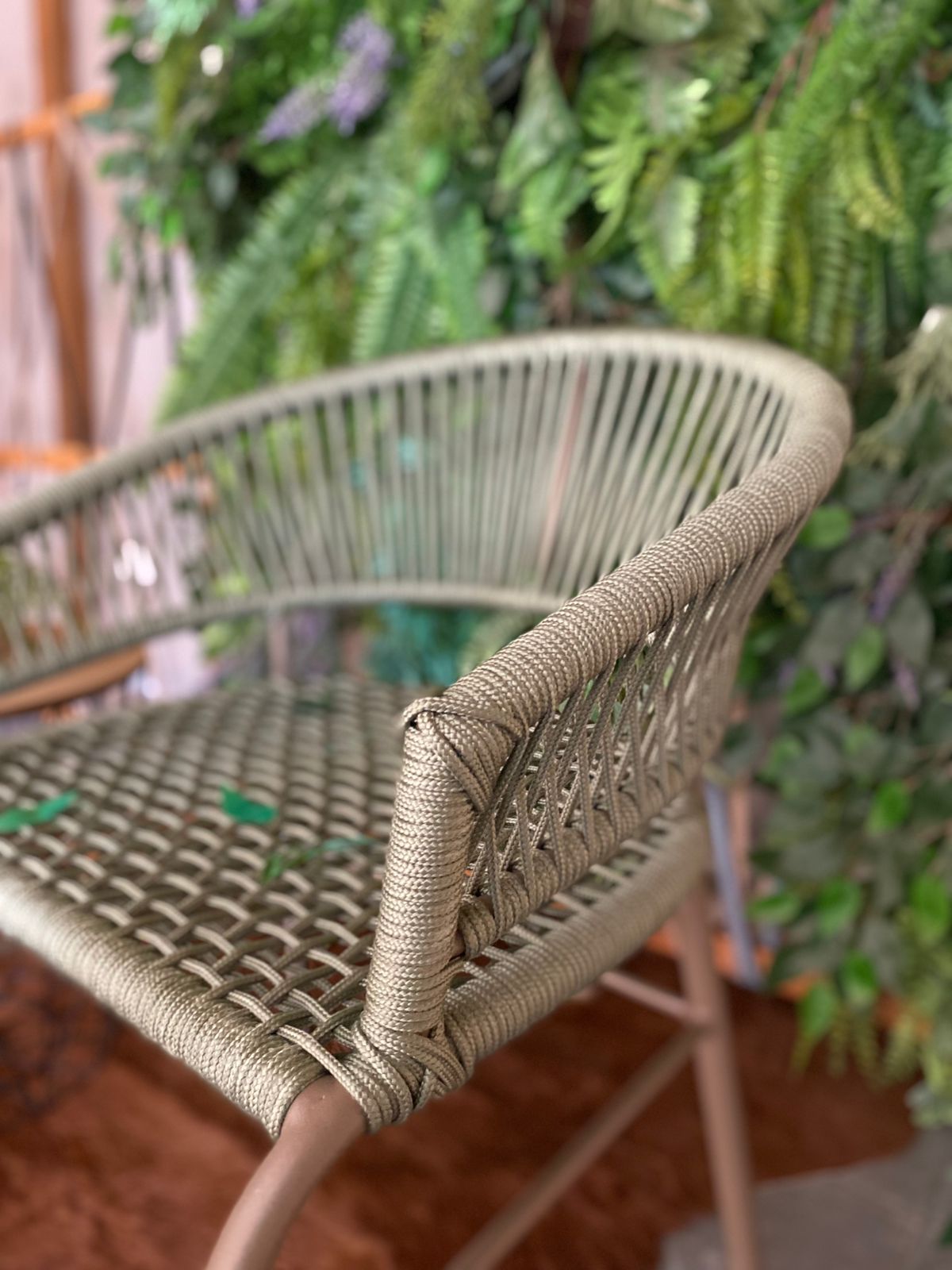Cadeira Mônica Alumínio Cor Fendi Corda Náutica Cor Verde Oliva