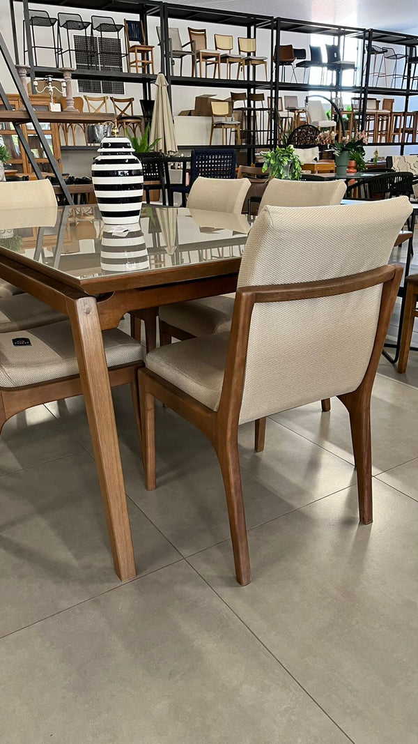 Ambiente 2 com Silla Caribe Madera Marrón Oscuro y Lino Crema