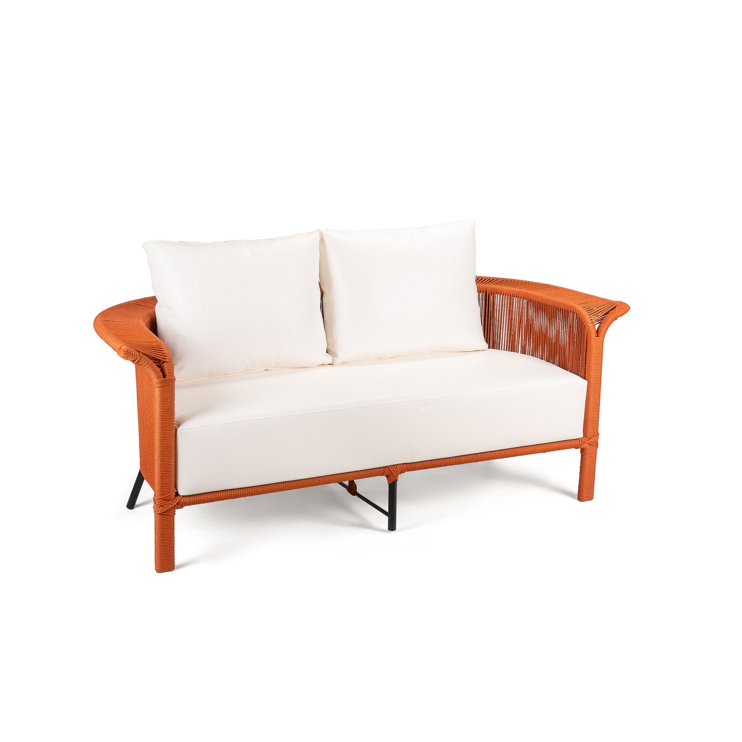 Yasmin Sofá 2 Plazas Aluminio y Cuerda Náutica Naranja