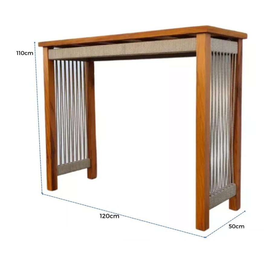 Aparador Lux 120x50cm Madera Maciza y Cuerda Náutica | Toth Móveis