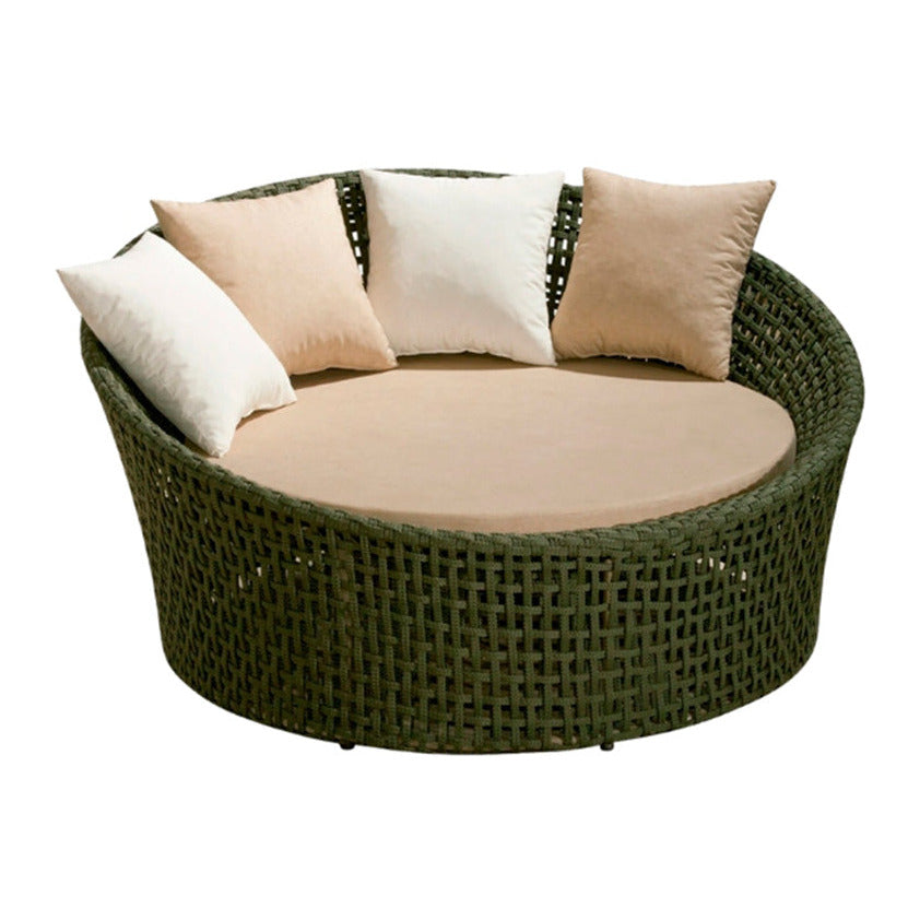 Chaise Jade Estofada Alumínio e Corda Náutica cor Verde Militar | Toth Móveis