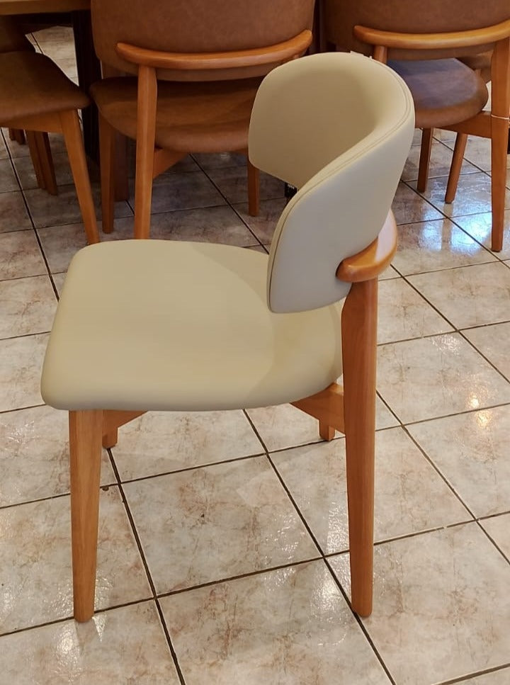 Monic Chair Black Lacquer Wood Upholstered Backrest and Seat Leatherette Fabric 581