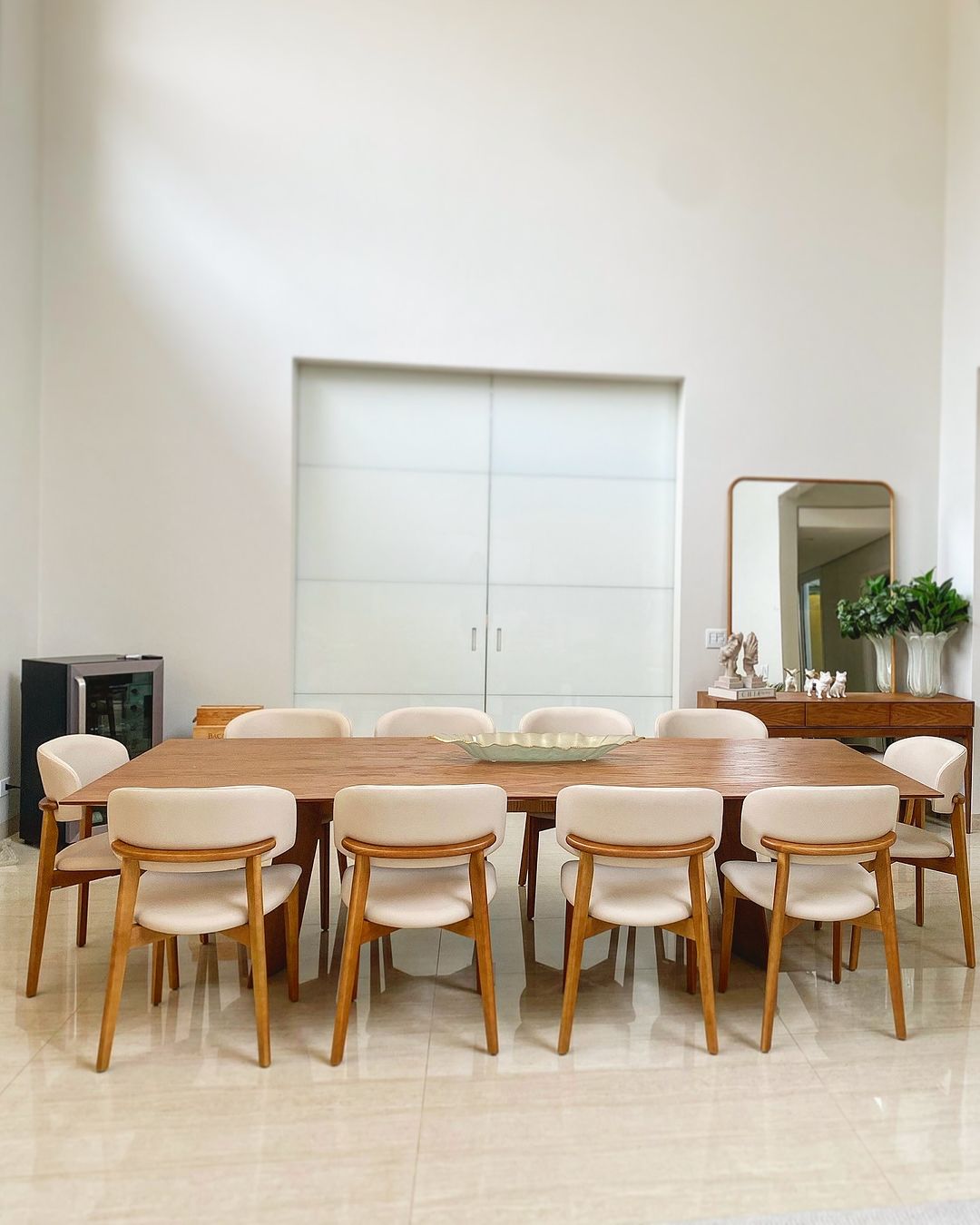 Monic Chair Almond Wood Backrest and Seat Upholstered in Leatherette Fabric Ice 582