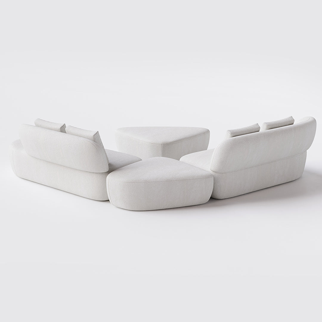 Conjunto Sofá Estofado Da Vinci Boucle Sheep 311 Branco - 4 Módulos