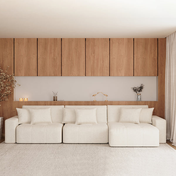 Ambiente 1 com Sofá Estofado Duomo Linho Diamond 319 - 3 Módulos